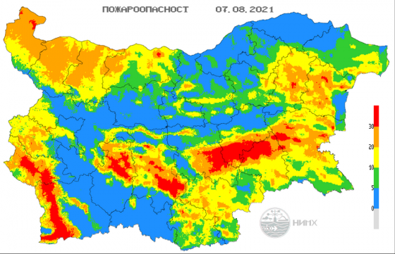 Екстремален индекс за пожароопасност е в сила за територии в 8 области в страната за днес.
Предупреждението важи за областите Кюстендил, Благоевград,...