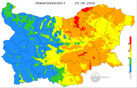 Екстремален е и днес индексът за опасност от пожари в областите Ямбол, Сливен, Хасково и в останалата източна част от страната, предупреждават от Националния...