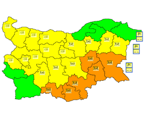 Отново оранжев код за Ямбол, Сливен и още 4 области