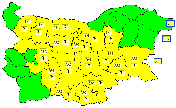 За днешния 12 юни Националният институт по метеорология и хидрология издаде предупреждение от първа степен (жълт код) за интензивни и значителни по количество...