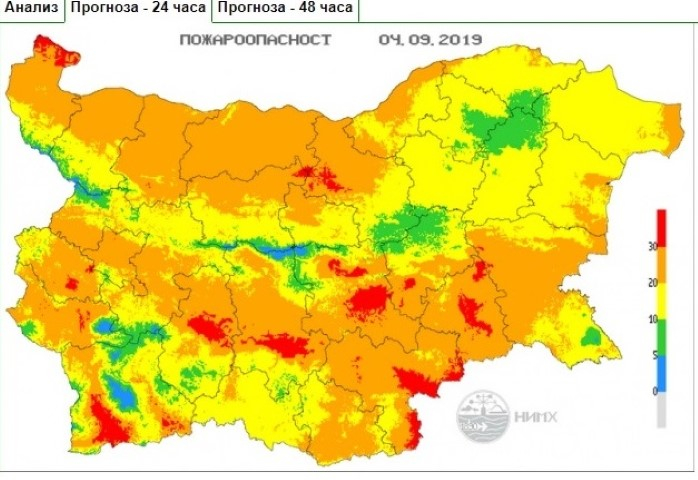 Екстремен индекс за пожароопасност има на места в 9 области в страната.
Индексът обхваща...