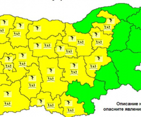 За неделя е обявен жълт код за гръмотевични бури и интензивни валежи в 20 области