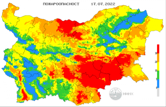 Висок е индексът за пожароопасност в областите Ямбол, Сливен, Хасково, Бургас и Плевен, предупреждават от Националния институт по метеорология и хидрология.
Днес...