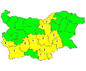 Жълт код за горещини в 11 области