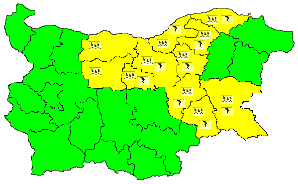 Жълт код за опасно време е в сила днес в 11 области на страната. Предупреждението за значителни количества и силни гръмотевични бури, е в сила в областите...