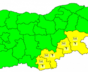 Жълт код за поройни валежи и гръмотевични бури за Ямбол и още 3 области