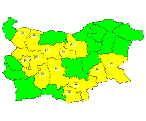 Жълт код за силен вятър в Ямбол и още 12 области в страната