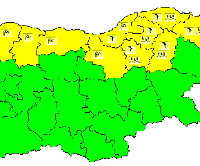 Жълти кодове за вятър и за бури в Северна България